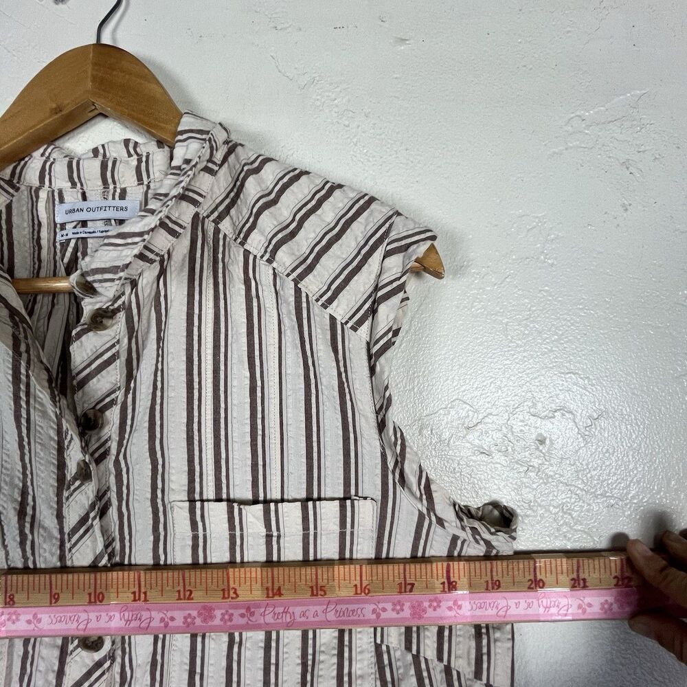 Urban Outfitters Striped Cotton Romper Playsuit Button Front Pockets Size M - Picture 6 of 15